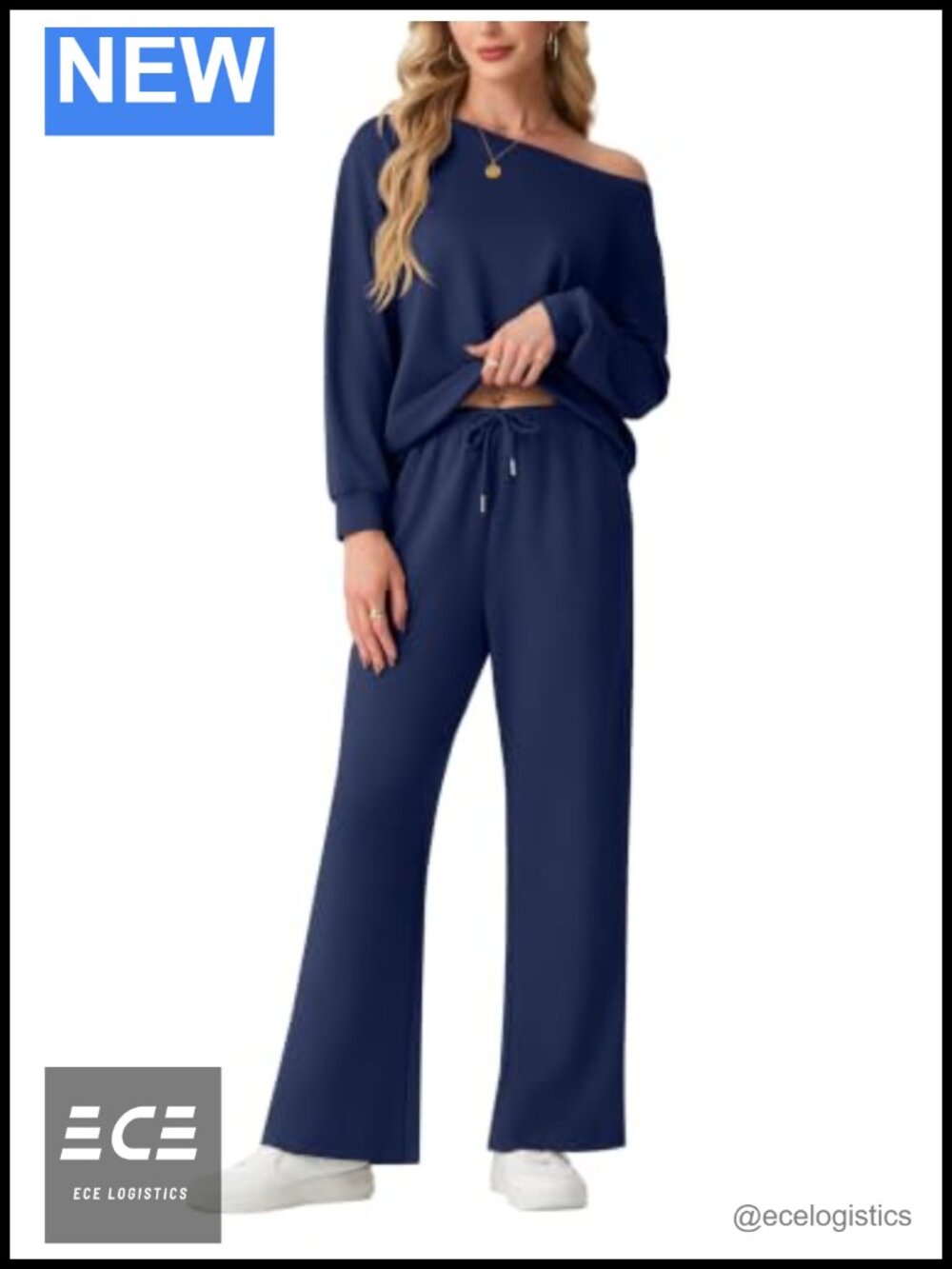 Women's 2 Piece Athleisure Set Off Shoulder Sweatshirt Wide Leg Sweatpants